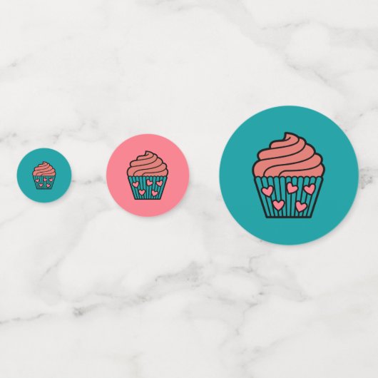 可愛いリトルピンクカップケーキテーマガールバースデーパーティー コンフェッティ (正面)