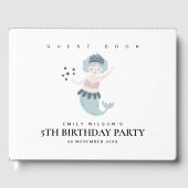 可愛いリトルピンクブルーマーメイド子供の誕生日パーティー ゲストブック (正面)