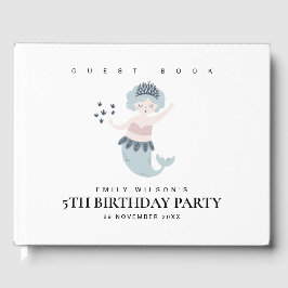 可愛いリトルピンクブルーマーメイド子供の誕生日パーティー ゲストブック