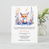 可愛いリトルフワフワベビーキツネフローラベビーシャワー 招待状 (スタンド正面)