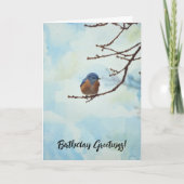可愛いリトルブルーバード誕生日カード カード (正面)