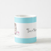 可愛いリトルヘッジホッグブルーホワイト コーヒーマグカップ (中央)