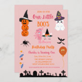 可愛いリトルボスファーストハロウィーン誕生日パーティー 招待状 (正面/裏面)