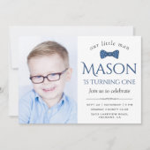 可愛いリトルマンボウタイ最初の誕生日パーティー 招待状 (正面)