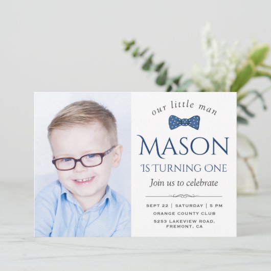 可愛いリトルマンボウタイ最初の誕生日パーティー 招待状 (スタンド正面)