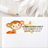 可愛いリトルモンキーバスケットボールパーティー ラベル (インサイチュ)