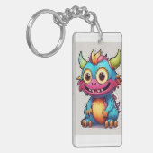 可愛いリトルモンスターイラストレーション- 4K Cartoon-Sti キーホルダー (正面左)