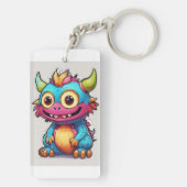 可愛いリトルモンスターイラストレーション- 4K Cartoon-Sti キーホルダー (裏面)