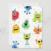可愛いリトルモンスターズ少年1歳カラフル誕生日 招待状 (裏面)