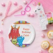 可愛いリトルモンスターズ誕生日パーティープレート ペーパープレート (パーティー)