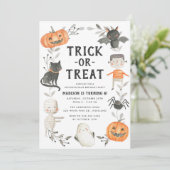 可愛いリトルモンスターハロウィーン誕生日パーティー 招待状 (スタンド正面)