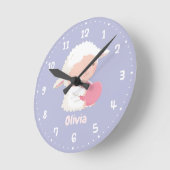 可愛いリトルラムハグハートキッズルームデコール ラウンド壁時計 (傾斜)