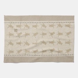 可愛いリネンモノグラムのの猫おもしろいタオル キッチンタオル