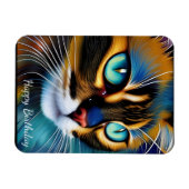 可愛いリンクスのポイントシャム誕生日の顔 マグネット (横)