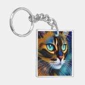 可愛いリンクスのポイントSiameseの顔 キーホルダー (正面左)