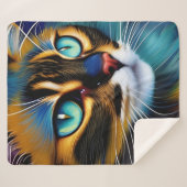 可愛いリンクスのポイントSiameseの顔 シェルパブランケット (正面(横))