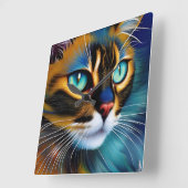 可愛いリンクスのポイントSiameseの顔 スクエア壁時計 (傾斜)