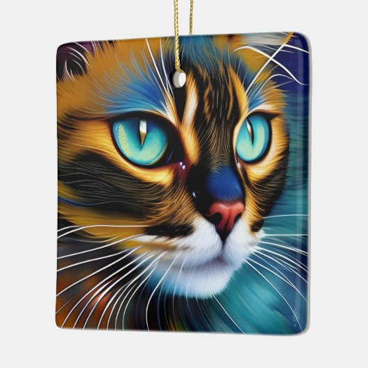 可愛いリンクスのポイントSiameseの顔 セラミックオーナメント (左)