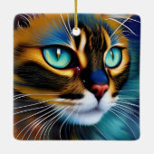 可愛いリンクスのポイントSiameseの顔 セラミックオーナメント (裏面)