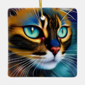 可愛いリンクスのポイントSiameseの顔 セラミックオーナメント (正面)