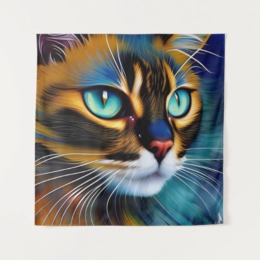 可愛いリンクスのポイントSiameseの顔 タペストリー (正面)