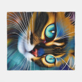 可愛いリンクスのポイントSiameseの顔 フリースブランケット (正面(横))