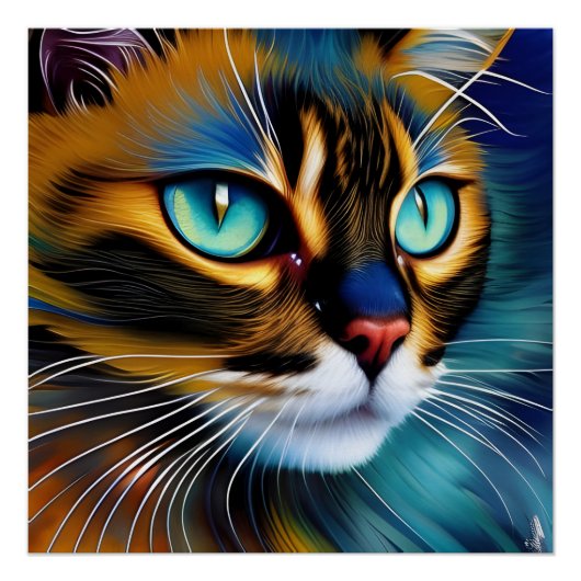 可愛いリンクスのポイントSiameseの顔 ポスター (正面)