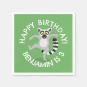 可愛いリングの尻軽漫画のパーソナライズされた誕生日 スタンダードカクテルナプキン (正面)