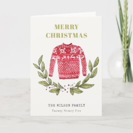 可愛いリービーレッド緑の醜いセーターのクリスマス冬 シーズンカード