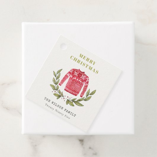 可愛いリービーレッド緑の醜いセーターのクリスマス冬 フェイバータグ (インサイチュ)