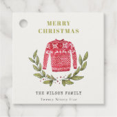 可愛いリービーレッド緑の醜いセーターのクリスマス冬 フェイバータグ (正面)