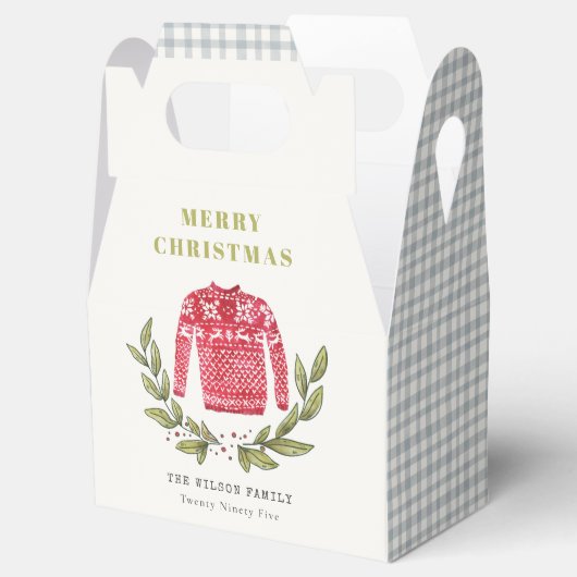 可愛いリービーレッド緑の醜いセーターのクリスマス冬 フェイバーボックス (オープン)