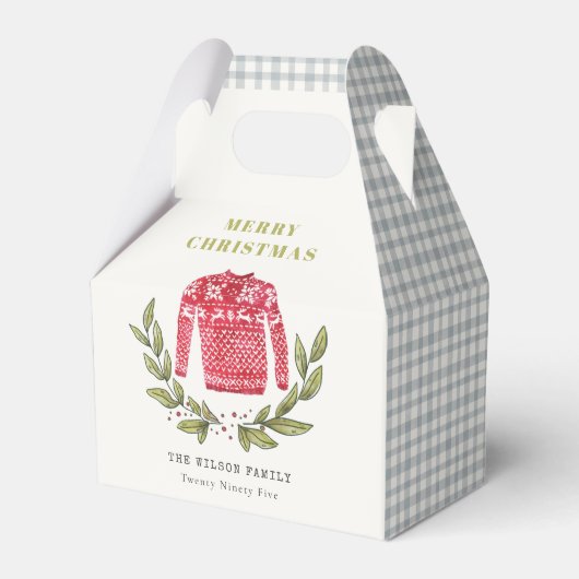 可愛いリービーレッド緑の醜いセーターのクリスマス冬 フェイバーボックス (正面サイド)