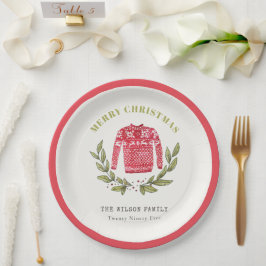 可愛いリービーレッド緑の醜いセーターのクリスマス冬 ペーパープレート