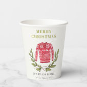 可愛いリービーレッド緑の醜いセーターのクリスマス冬 紙コップ (裏面)