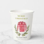 可愛いリービーレッド緑の醜いセーターのクリスマス冬 紙コップ (正面)