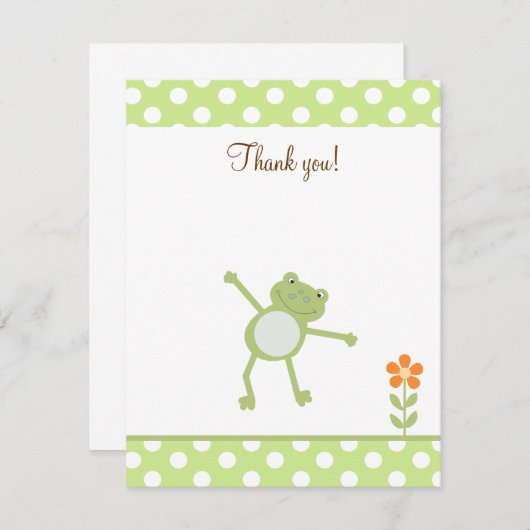 可愛いリープフロッグスベリープフロギーありがとうフラットカード サンキューカード (正面/裏面)