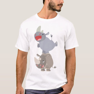 可愛いリープラッグ漫画リノスキッズTシャツ Tシャツ
