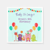 可愛いリールモンスターカートゥーンおもしろい誕生日パーティー スタンダードカクテルナプキン (正面)