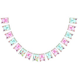 可愛いリールモンスターカートゥーンおもしろい誕生日パーティー バンティングフラッグ