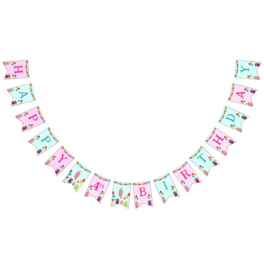 可愛いリールモンスターカートゥーンおもしろい誕生日パーティー バンティングフラッグ (全)