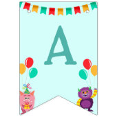 可愛いリールモンスターカートゥーンおもしろい誕生日パーティー バンティングフラッグ (第2の旗)