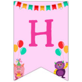 可愛いリールモンスターカートゥーンおもしろい誕生日パーティー バンティングフラッグ (第1の旗)