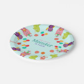 可愛いリールモンスターカートゥーンおもしろい誕生日パーティー ペーパープレート (アングル)