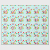 可愛いリールモンスターカートゥーンおもしろい誕生日パーティー ラッピングペーパー (フラット)