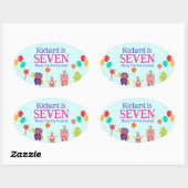 可愛いリールモンスターカートゥーンおもしろい誕生日パーティー 楕円形シール (シート)