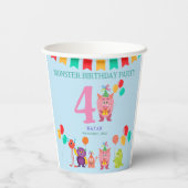 可愛いリールモンスターカートゥーンおもしろい誕生日パーティー 紙コップ (裏面)