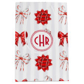 可愛いリ赤と白ボン |白い背景 ミディアムペーパーバッグ (正面)