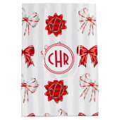 可愛いリ赤と白ボン |白い背景 ミディアムペーパーバッグ (裏面)