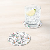 可愛いルドルフの頭に小さな星 ラウンドペーパーコースター (インサイチュ)